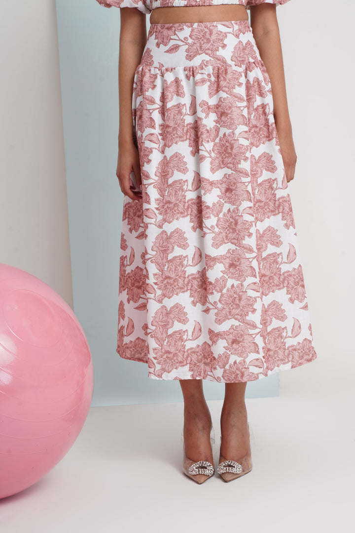 Hats Off Skirt- Brown Flower