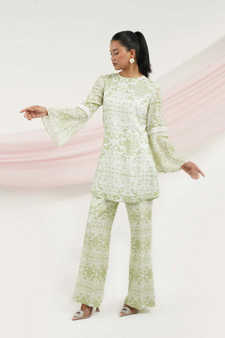Lady Like Top- Green Lace
