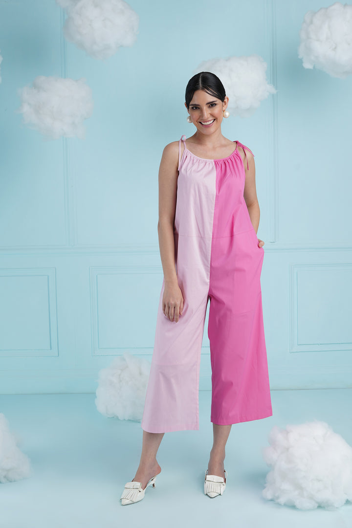 Rob Robin Jumpsuit- Bubble Gum Pink And Baby Pink