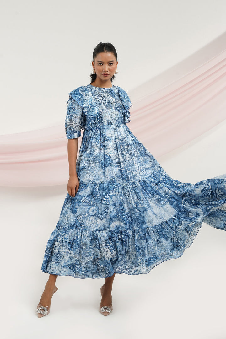 Runway Dress- Blue Butterfly