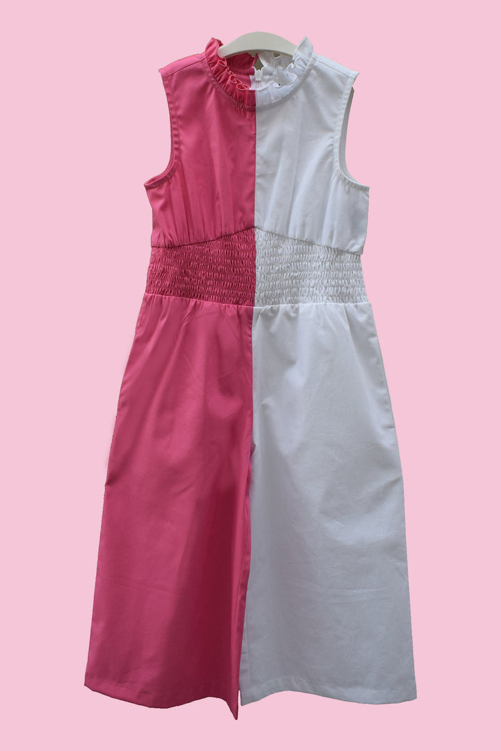 Sim Sim - Kids Jumpsuit- Bubble Gum Pink And White