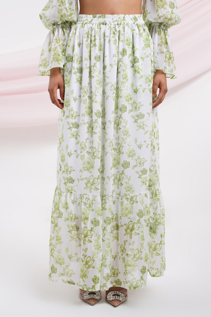 Taki Taki Skirt- Green Roses