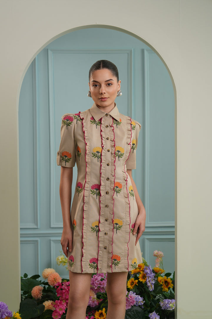 Love shack dress- beige twill