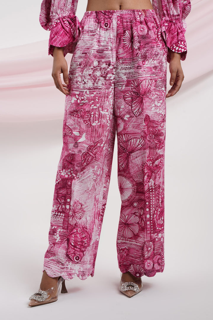 Yours Truly Pants-Pink Butterfly