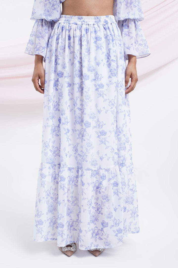 Taki Taki Skirt- Blue Roses