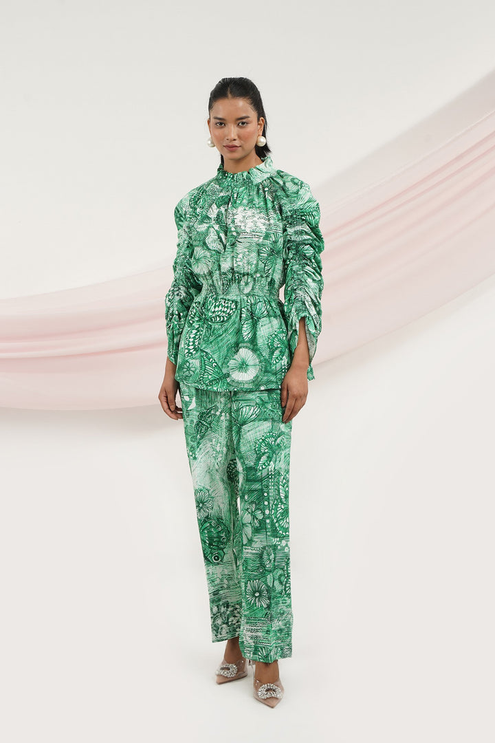 Chase Top- Green Butterfly