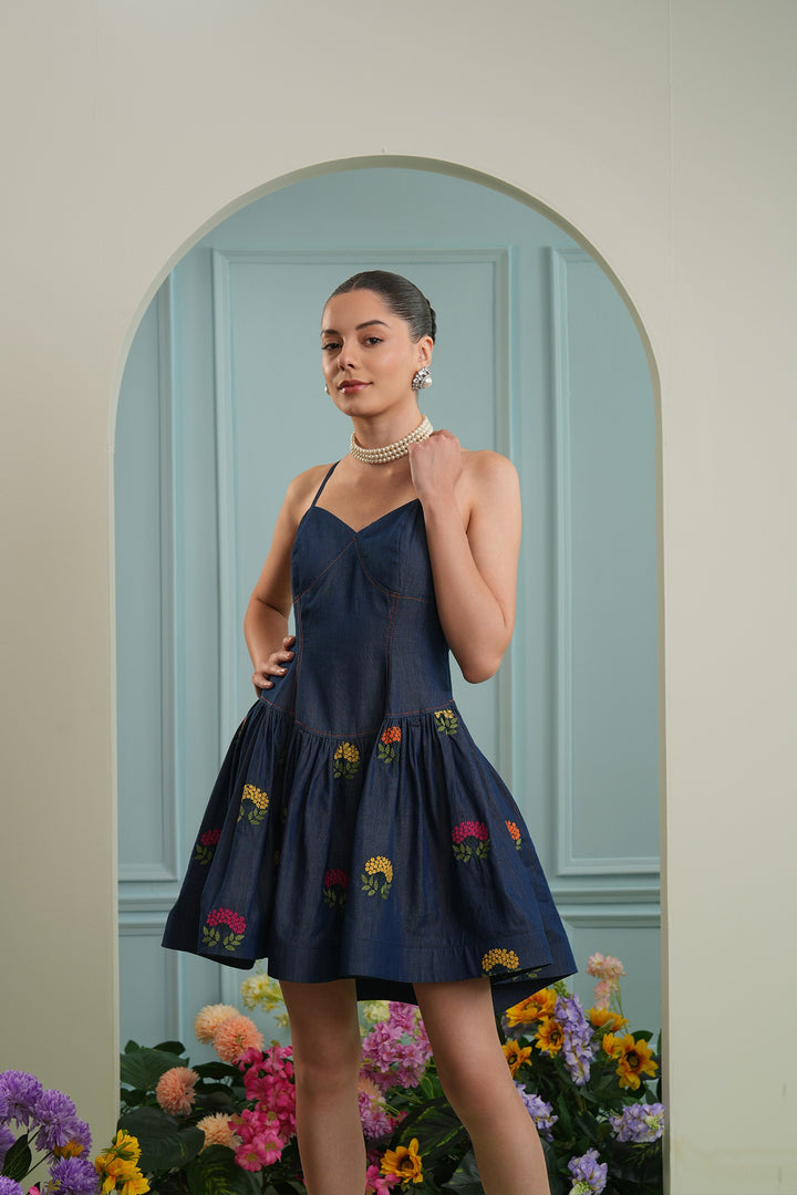 Mily dress- denim floral