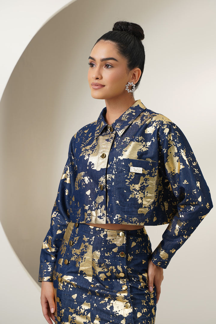 Monogram Shirt- Navy Blue