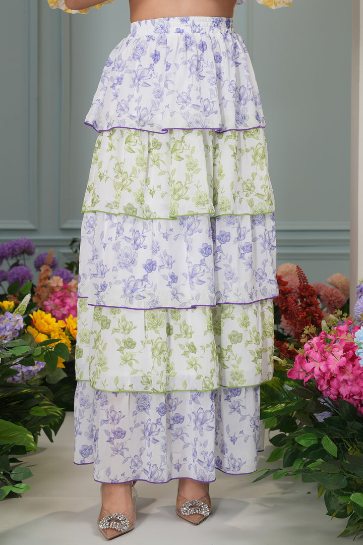 Sassy Skirt - Blue And Green Roses