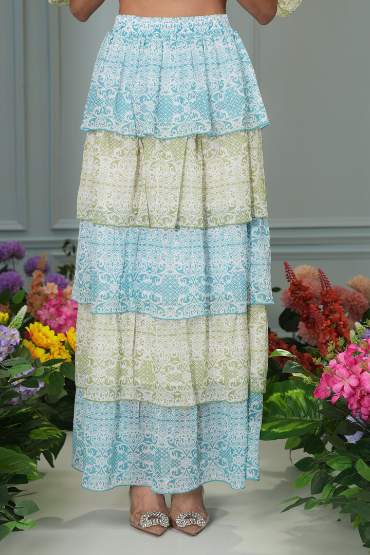 Sassy Skirt - Blue And Green Lace