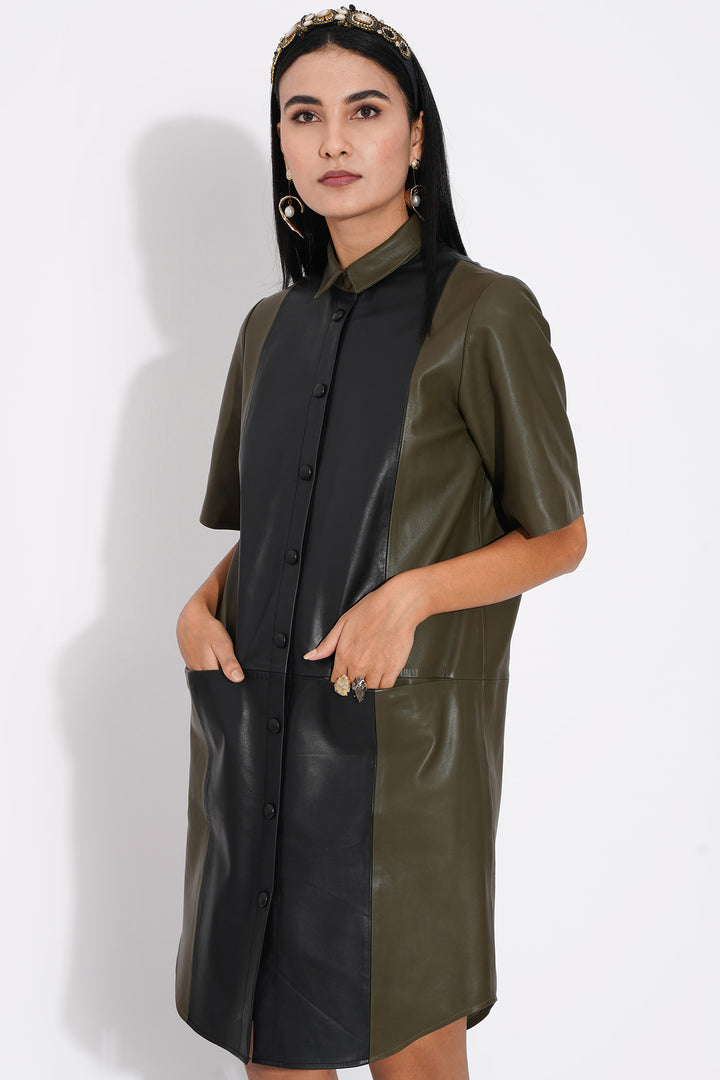 Lolly Dress- Black And Olive