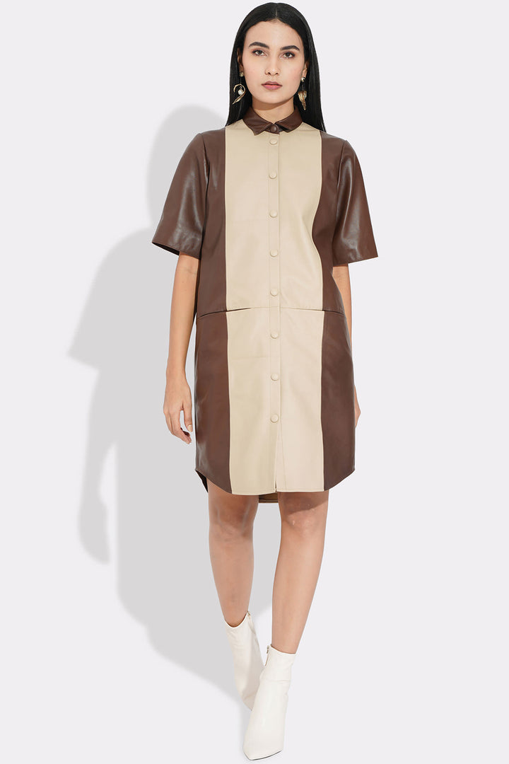 Lolly Dress- Chestnut  And Ivory