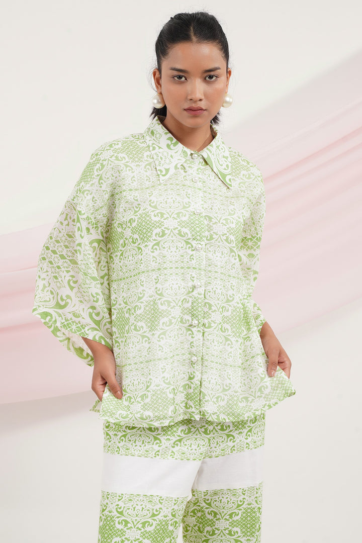 Sizzle Top- Green Lace