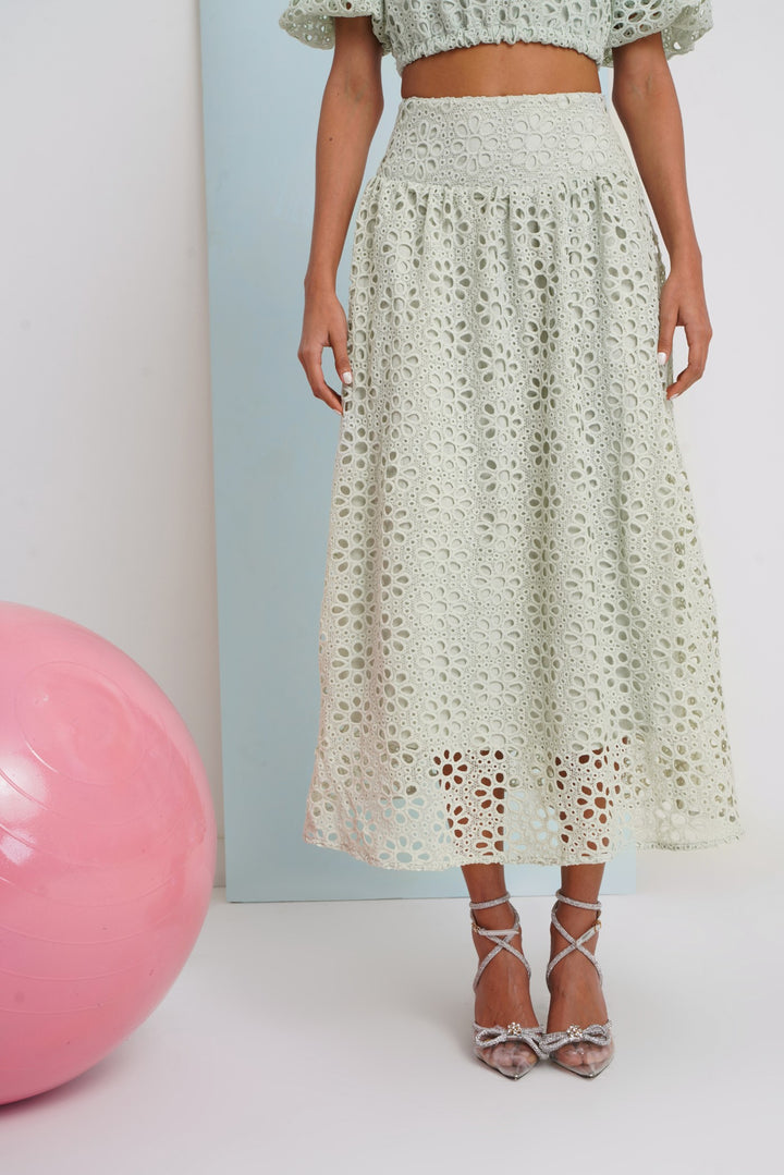 Hats Off Skirt- Blue Floral Lace