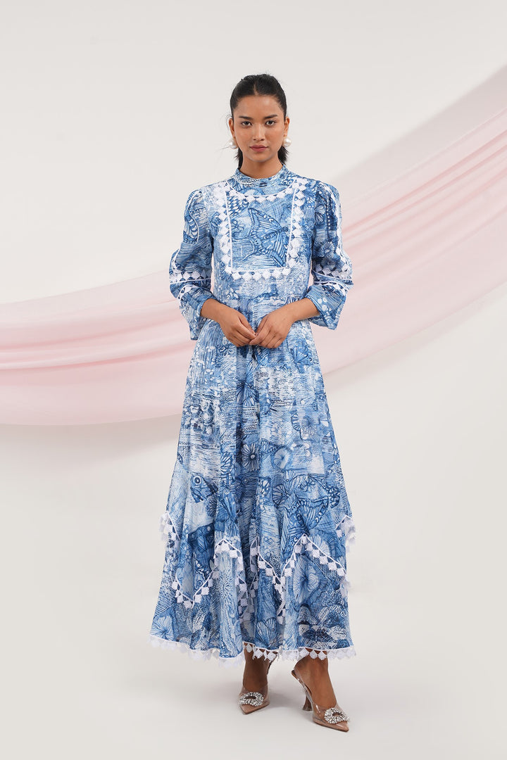 Emante Dress - Blue Butterfly