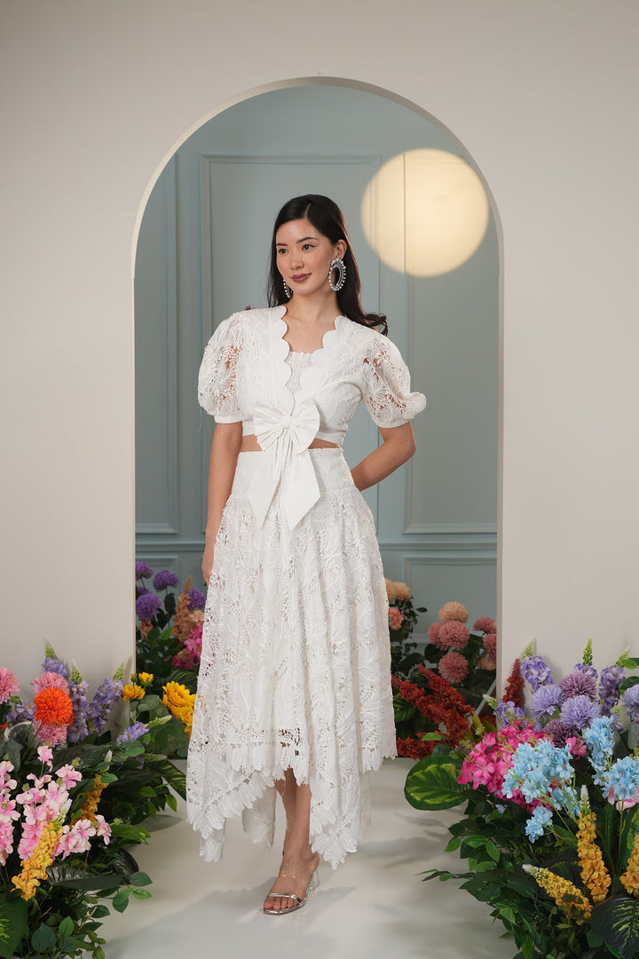 Beach Top- White Leaves