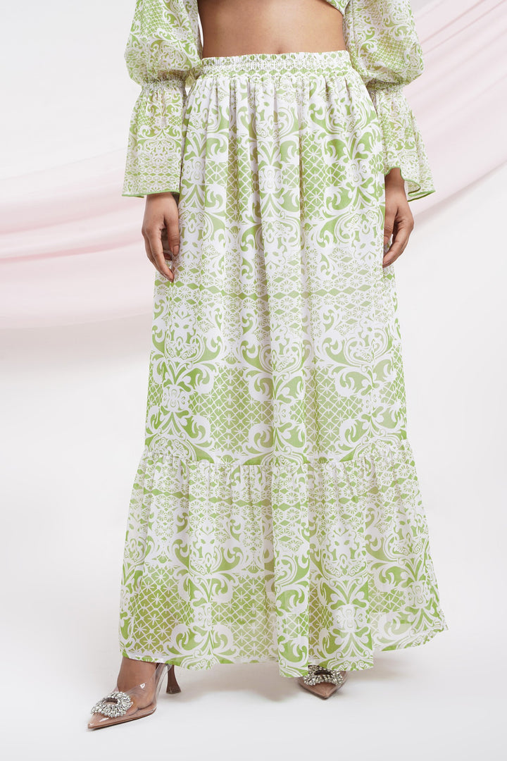 Taki Taki Skirt- Green Lace