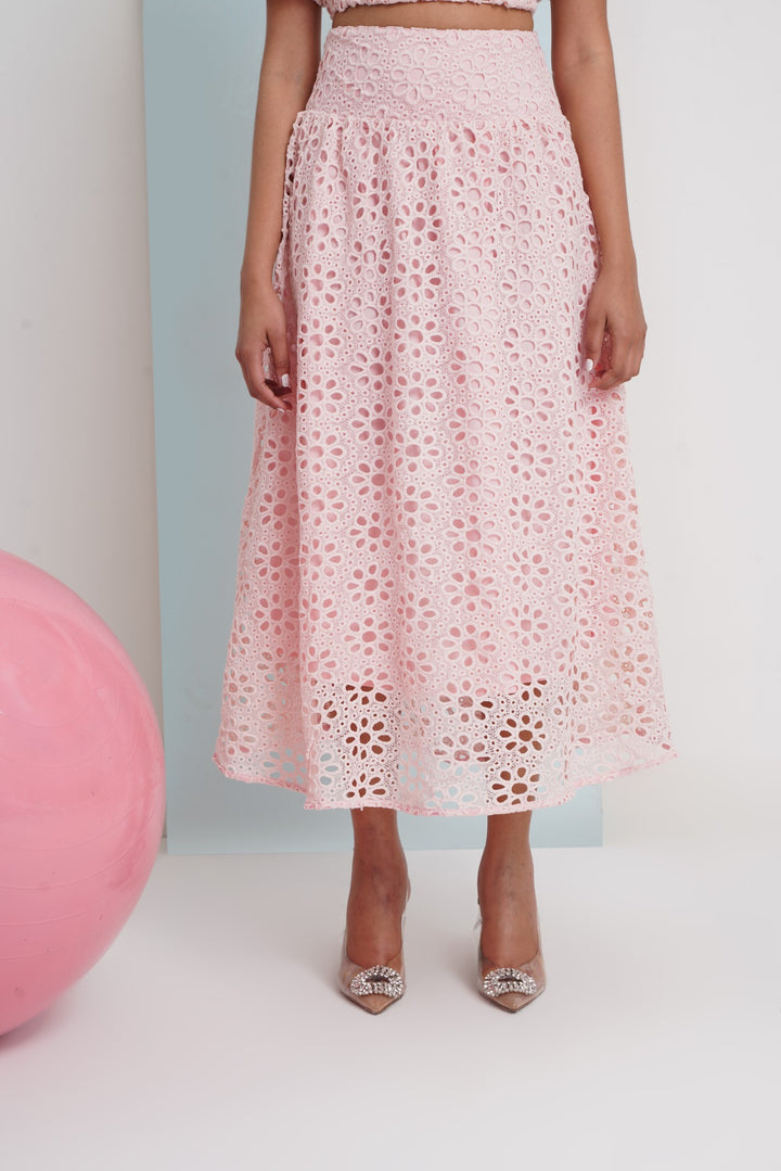 Hats Off Skirt- Pink Floral Lace