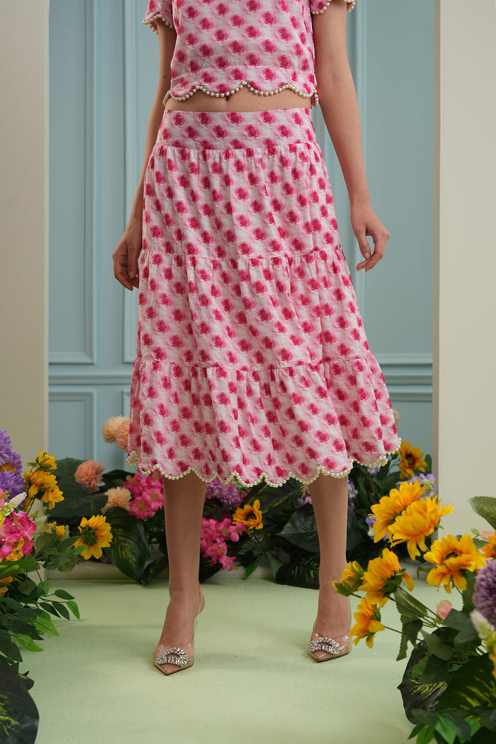 Tulum skirt- pink roses