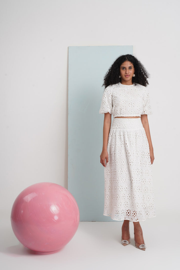 Hats Off Top- White Floral Lace