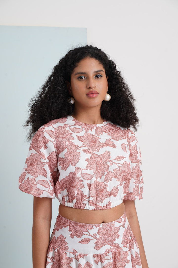 Hats Off Top- Brown Flower