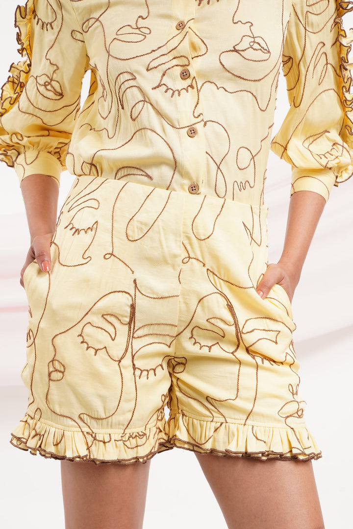 Head Over Heels Shorts- Faces Yellow