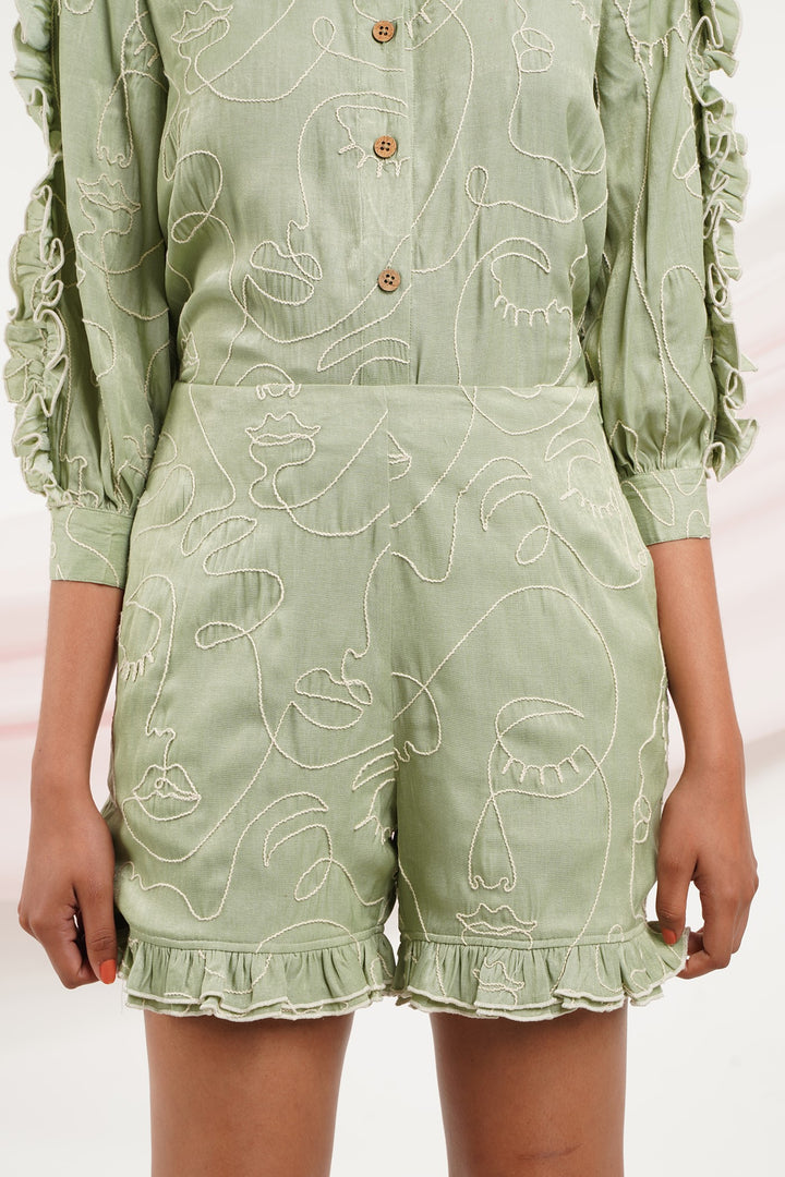 Head Over Heels Shorts- Faces Pistachio