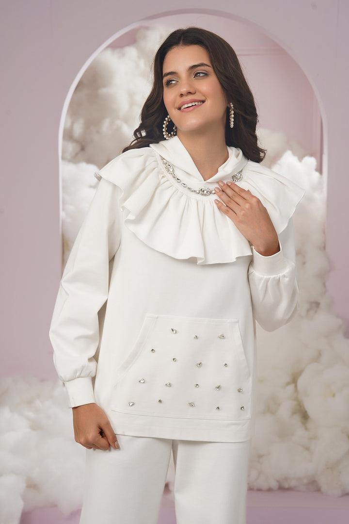 Not calling it a night hoodie-white