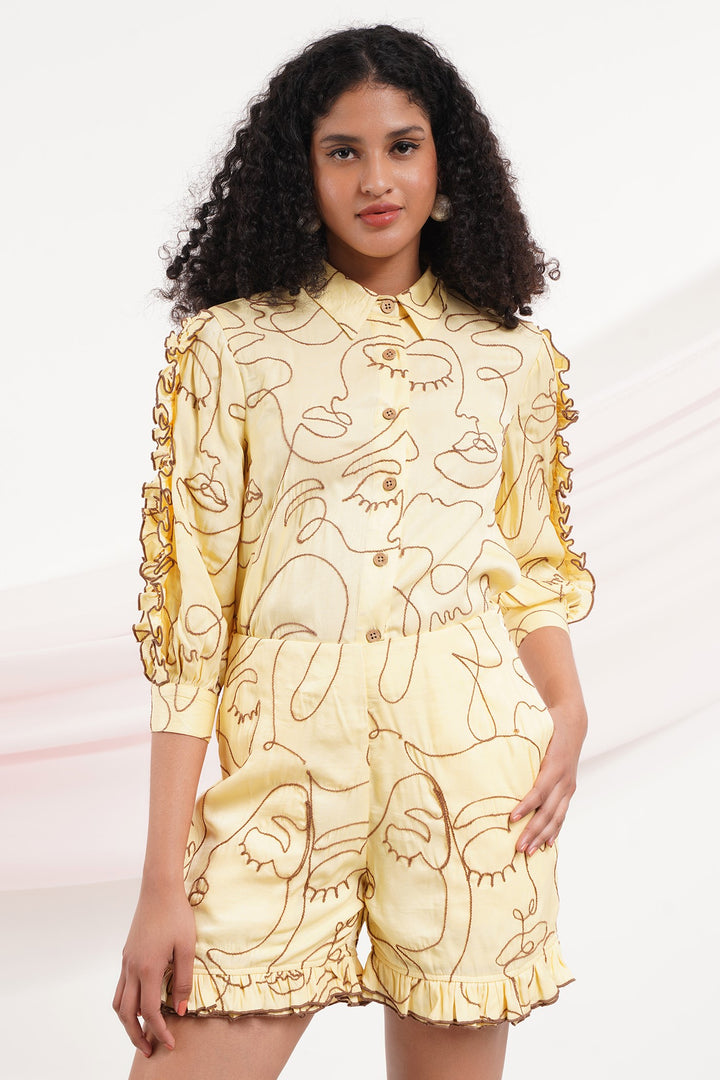 Head Over Heels Top- Faces Yellow