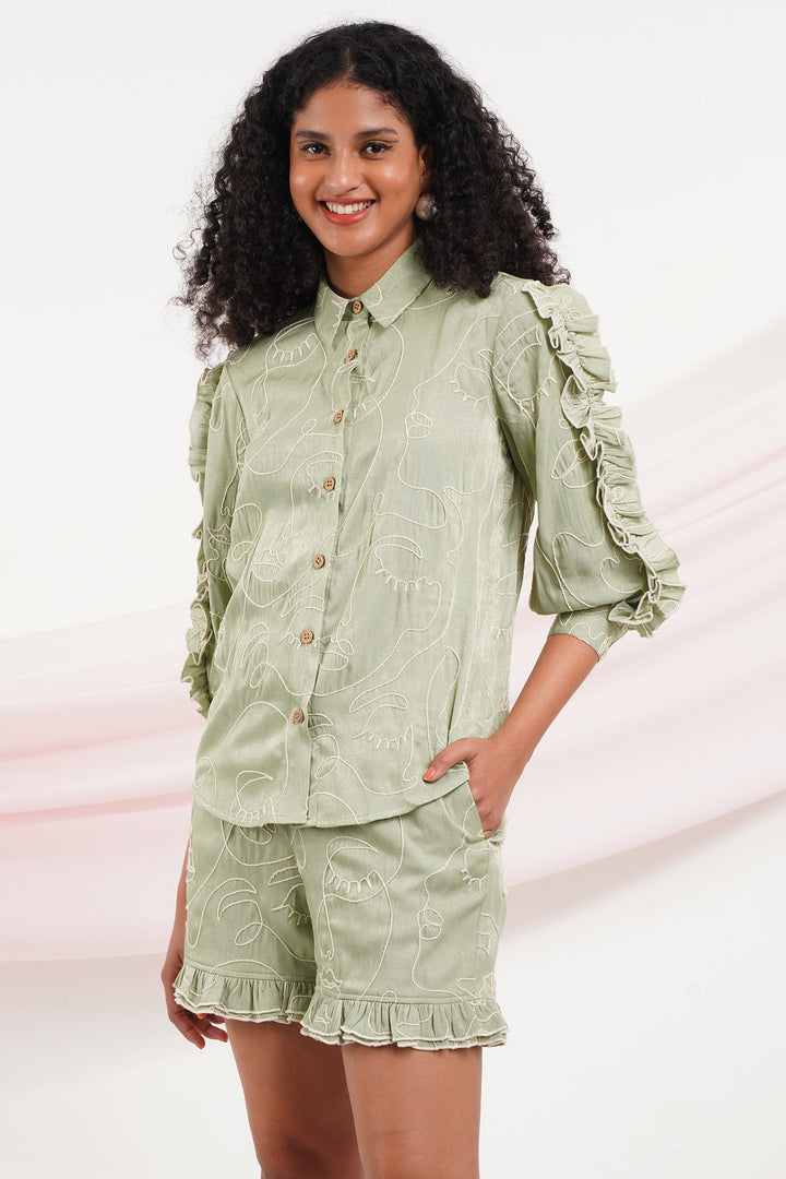 Head Over Heels Top- Faces Pistachio