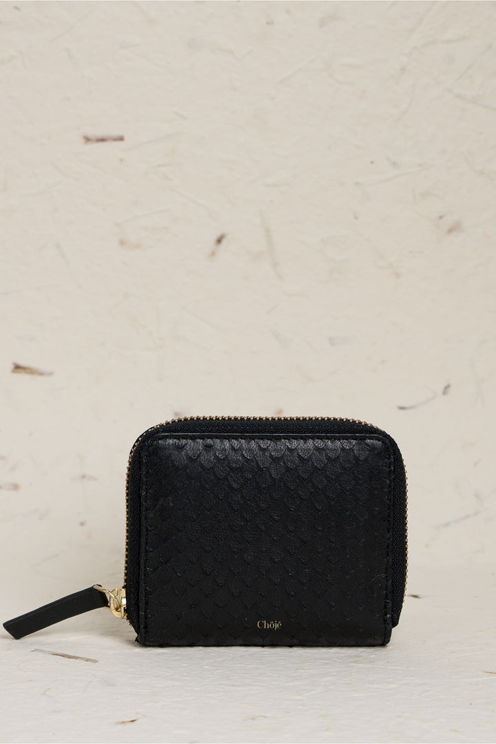 Shaw Zip Around Wallet - Black Scaled