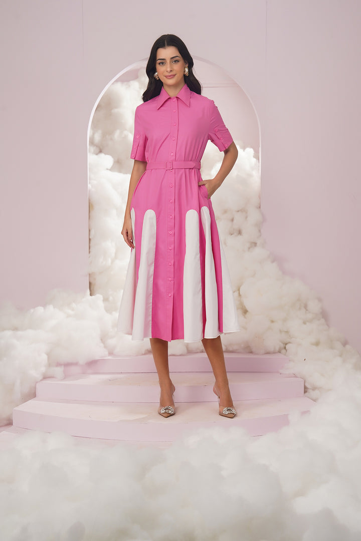 meteor dress- pink and white
