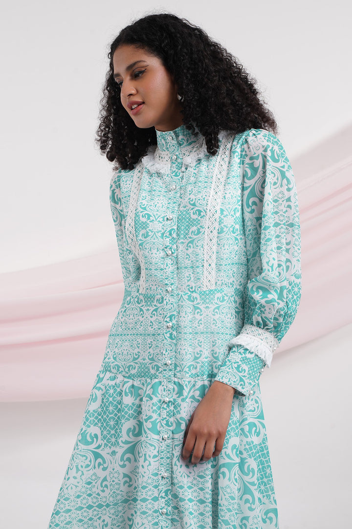 La Vie En Rose Dress - Aqua Lace