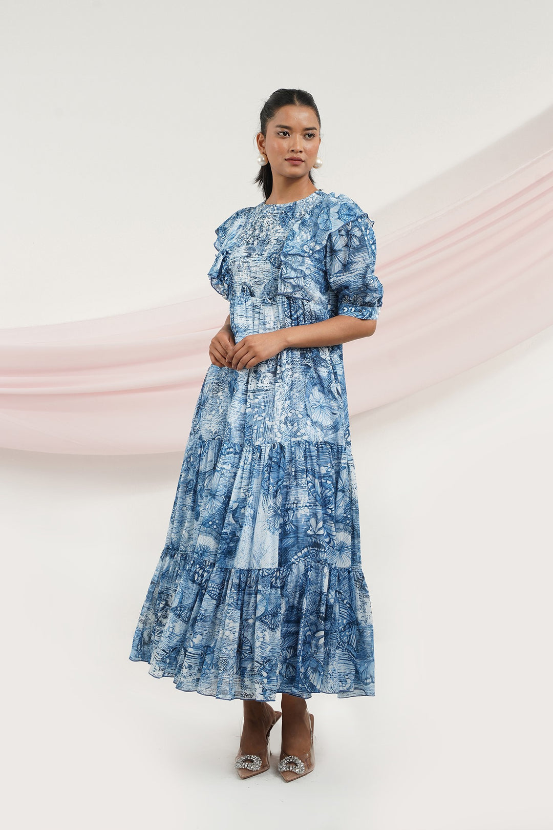 Runway Dress- Blue Butterfly