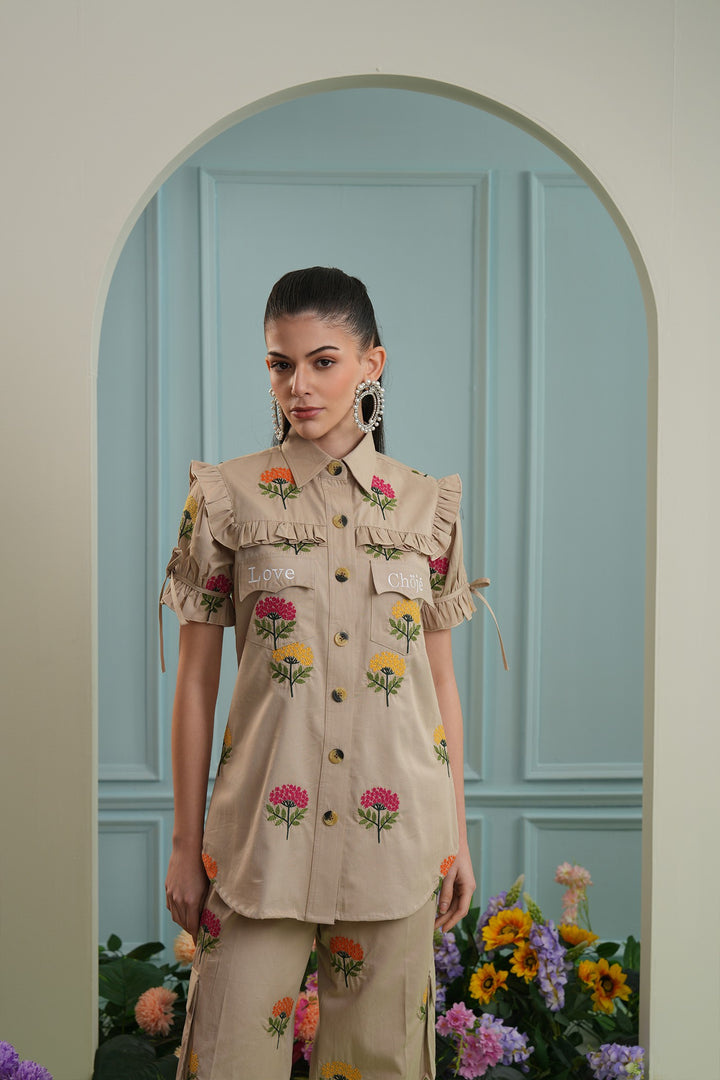 Too sweet top long-beige floral