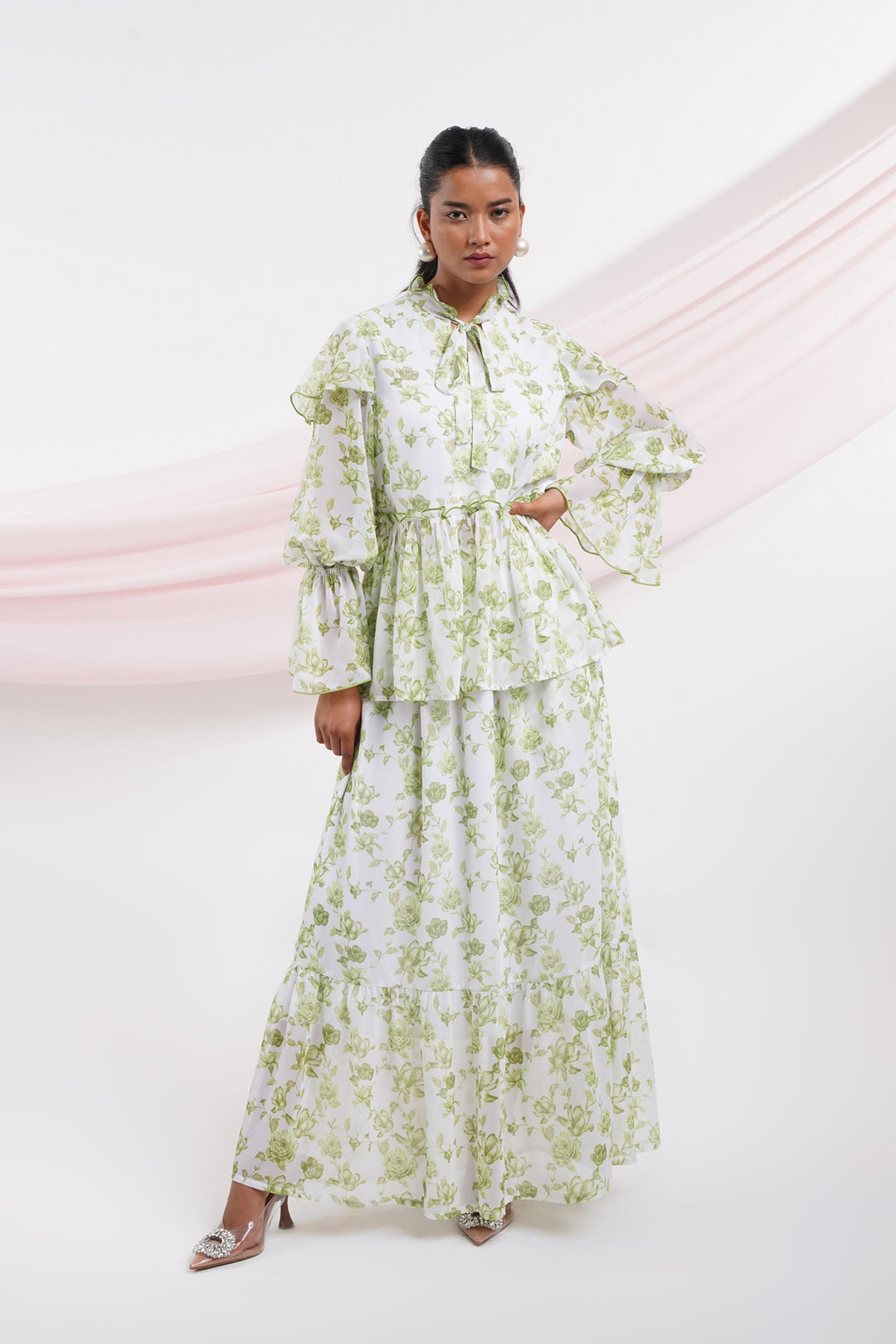 Taki Taki Skirt- Green Roses