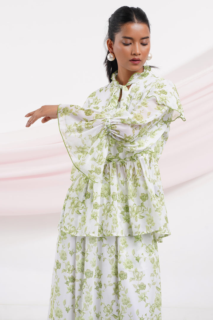 Taki Taki Top- Green Roses