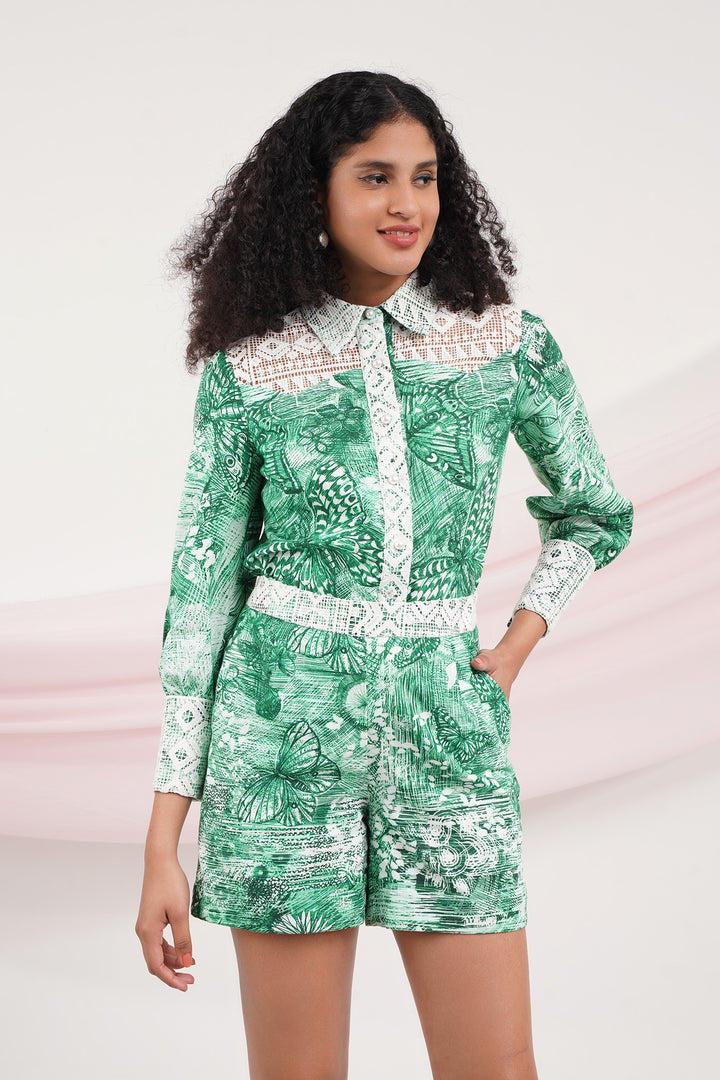 Blammy Shorts- Green Butterflies