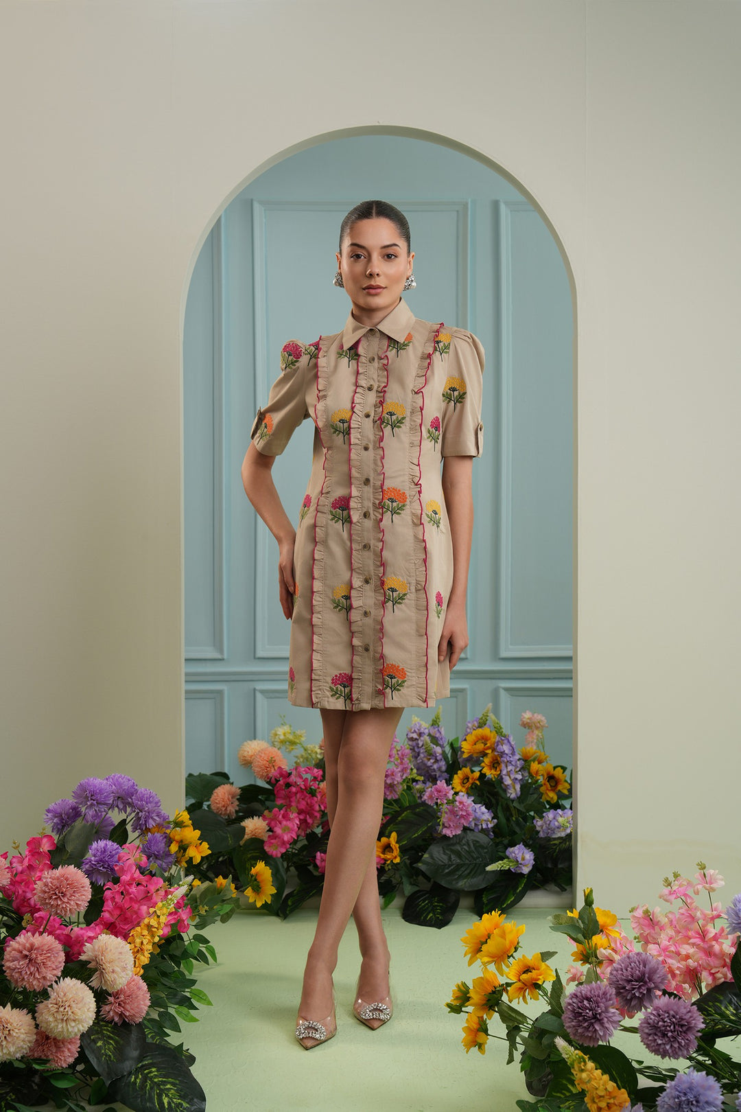 Love shack dress- beige twill