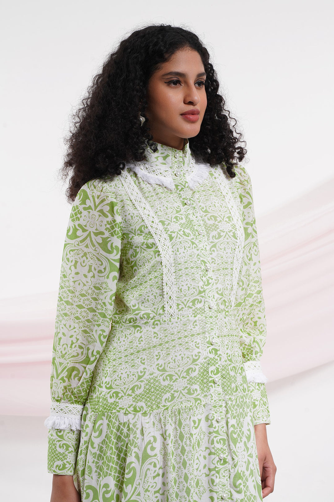 La Vie En Rose Dress - Green Lace