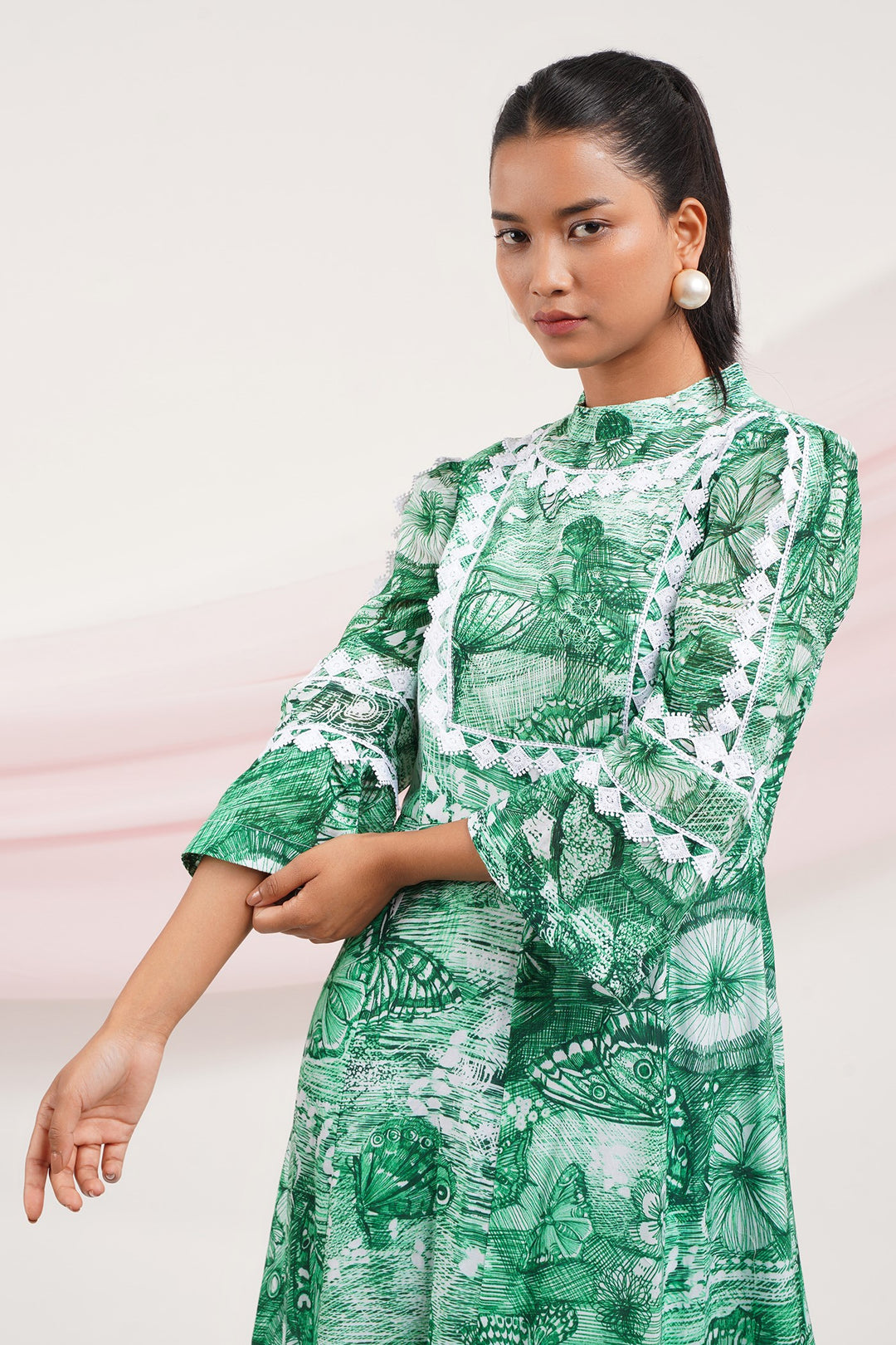 Emante Dress - Green Butterfly