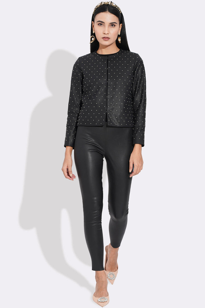 Kazim Stretch Leather Pant - Black