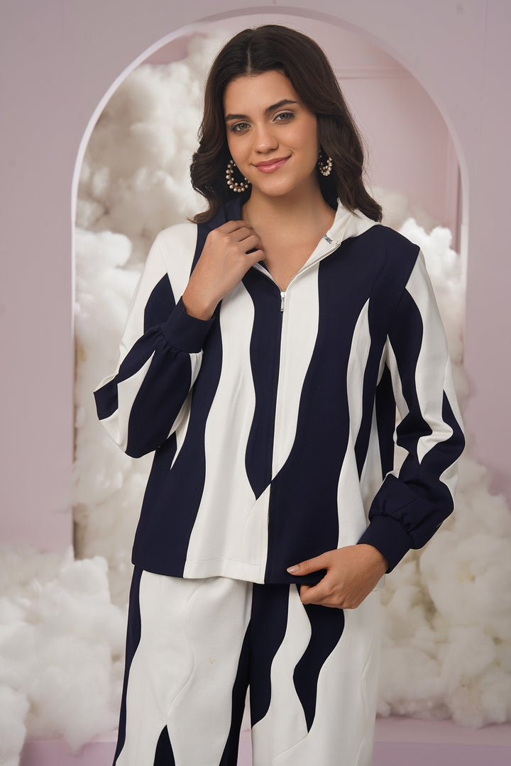 Basket jacket- blue and white