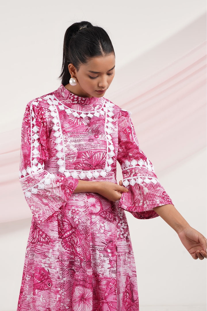 Emante Dress - Pink Butterfly
