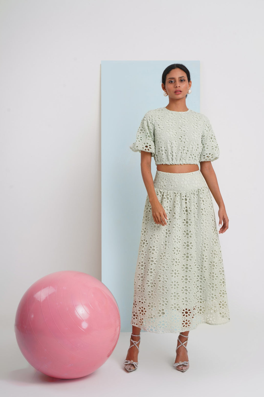 Hats Off Skirt- Blue Floral Lace