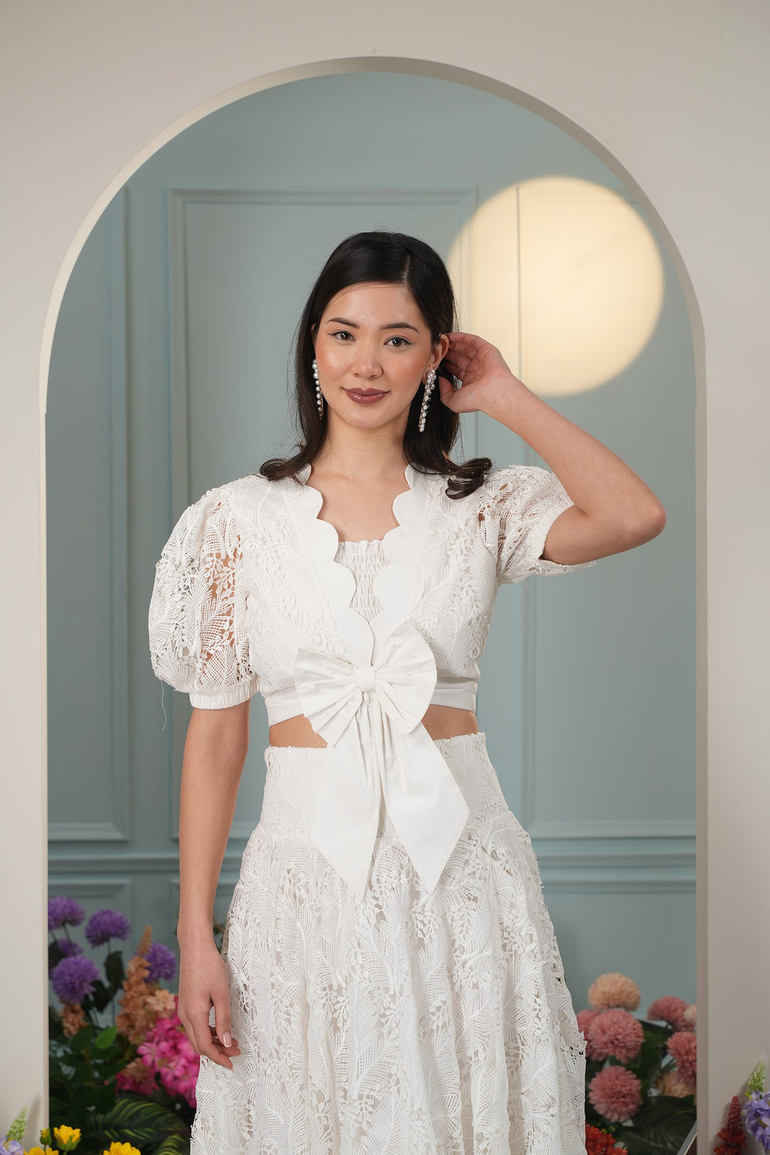 Beach Top- White Leaves