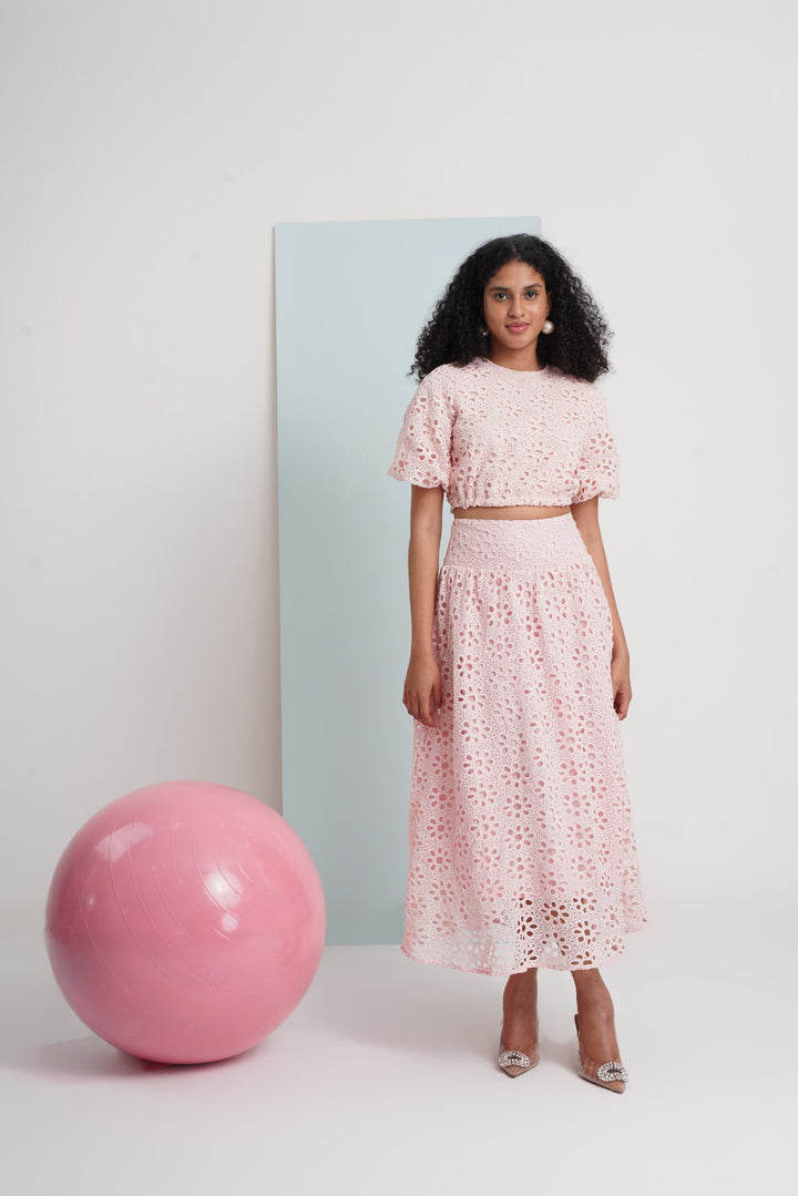 Hats Off Skirt- Pink Floral Lace