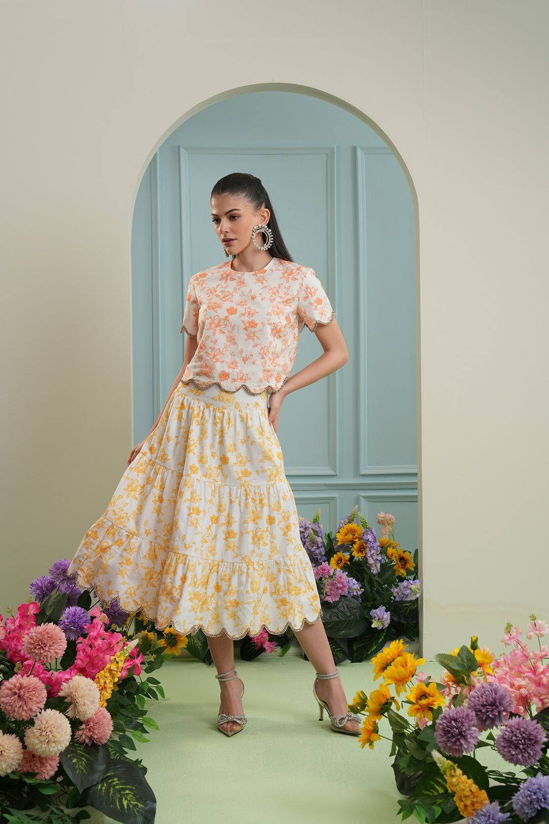 Tulum skirt- yellow roses