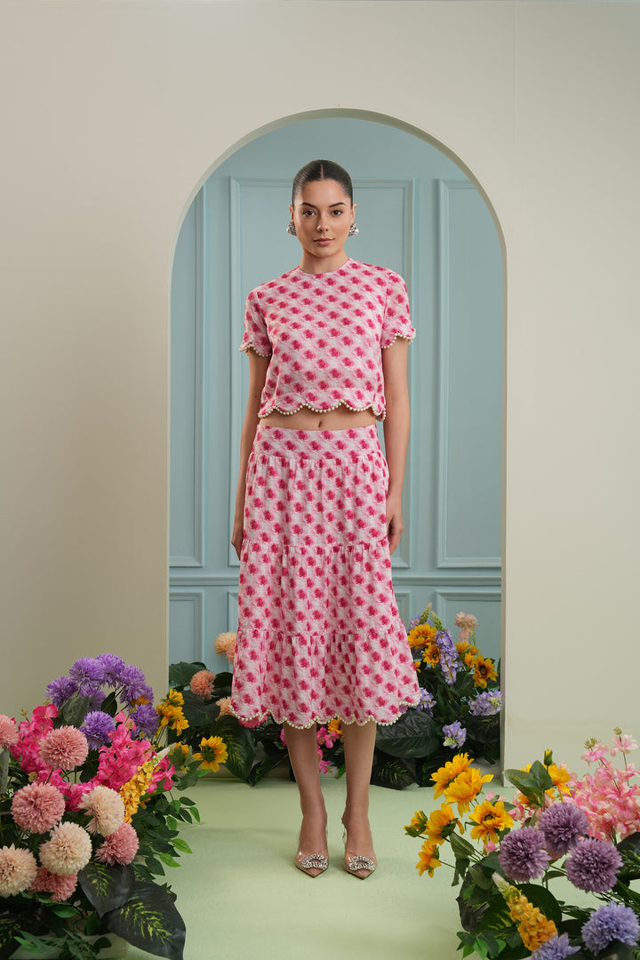 Tulum skirt- pink roses