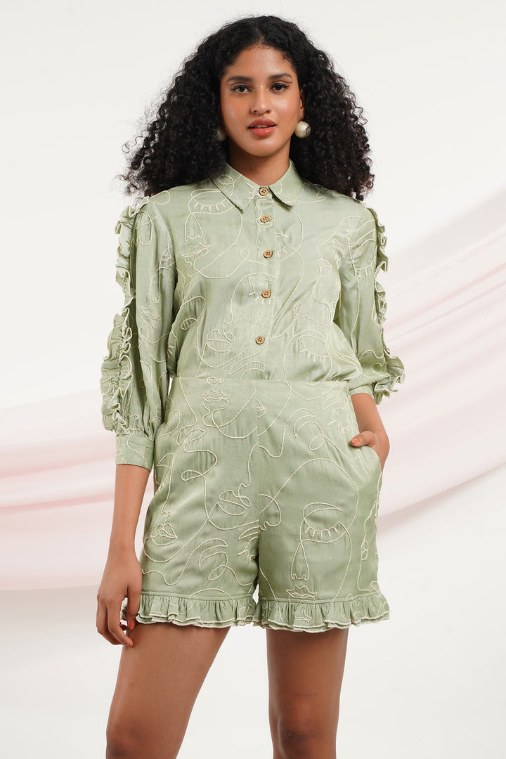 Head Over Heels Shorts- Faces Pistachio